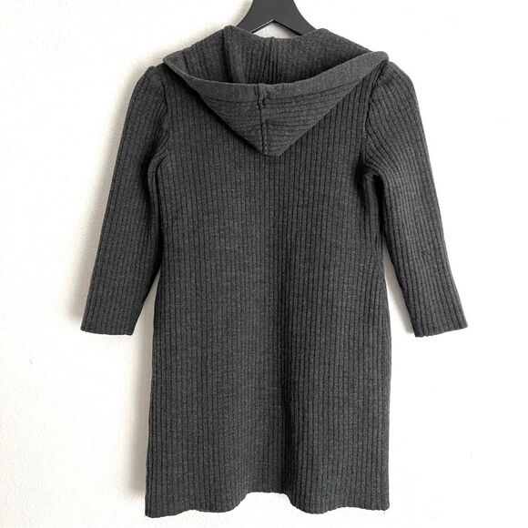 St John Collection Wool Hooded Open Front Long Sweater Size 2 Grey - Picture 2 of 5